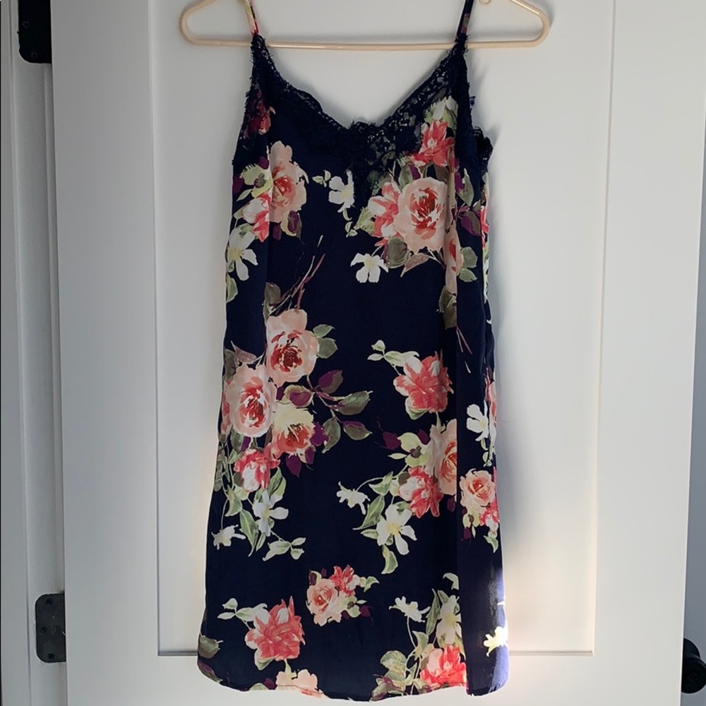 *SOLD* Bloomingdales Aqua Floral Slip Dress